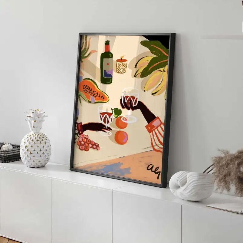 On trinque sous les tropiques - affiche cuisine vintage