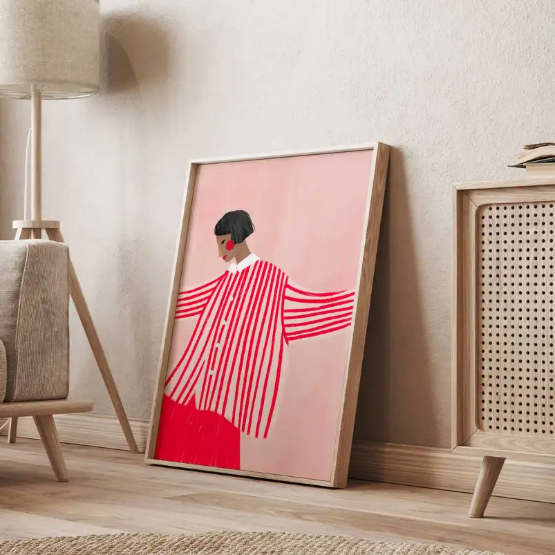 La femme aux rayures rouges - Affiches art