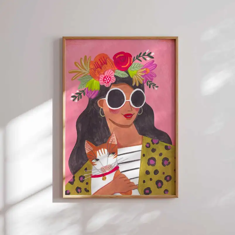 Cat lady - tableau art contemporain