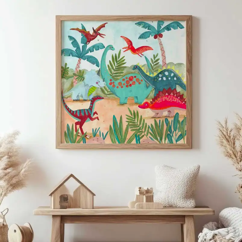 Joyeux dinosaures - affiche chambre garcon
