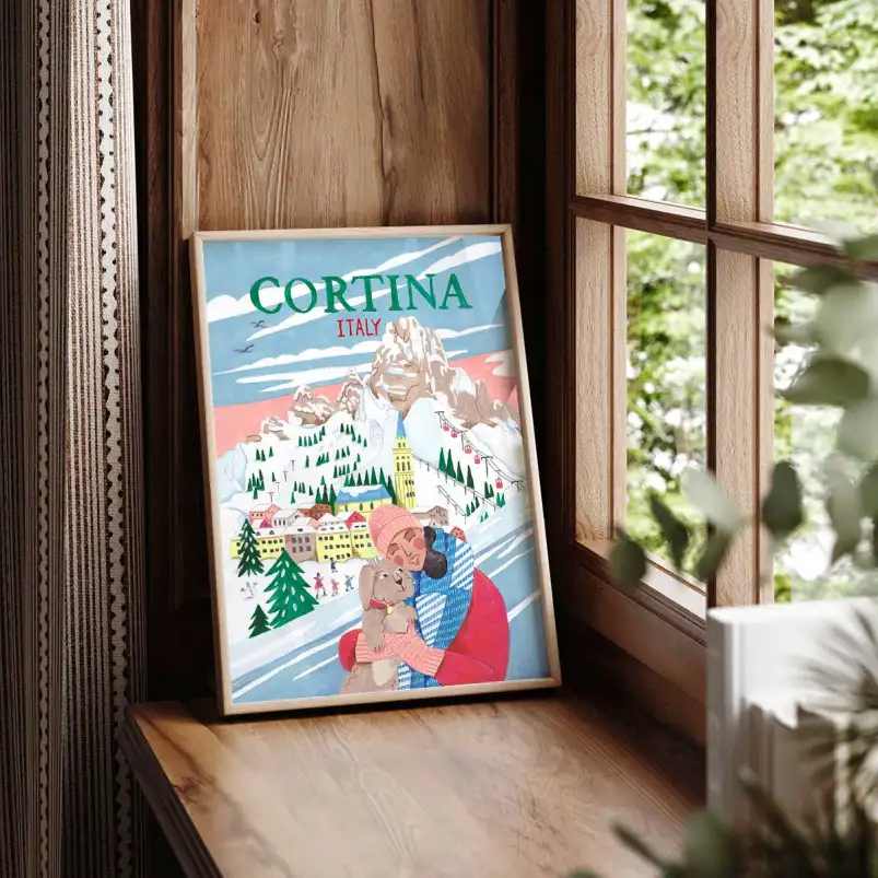 Ski à Cortina - affiche montagne