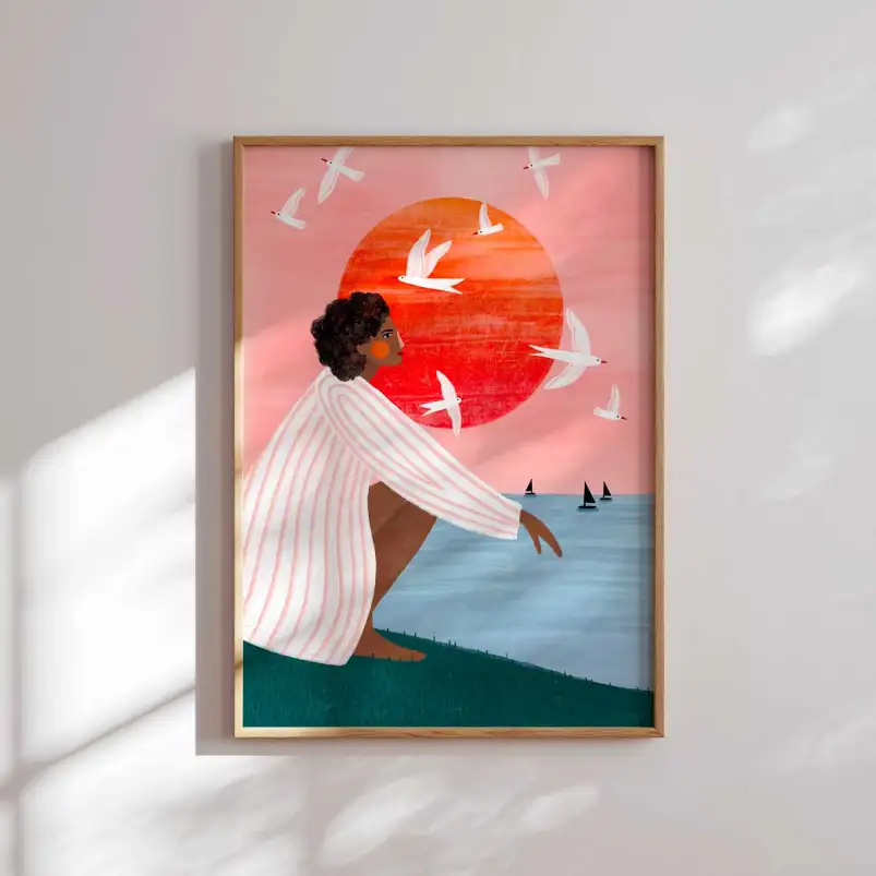 Coucher de soleil paisible - tableau contemporain