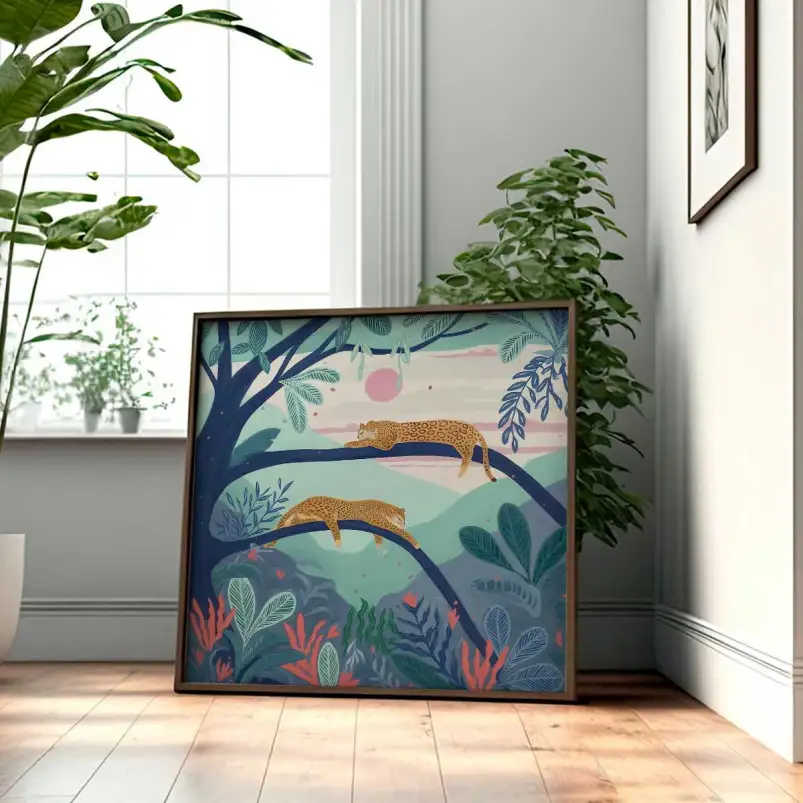 Le repos des léopards - affiche animaux