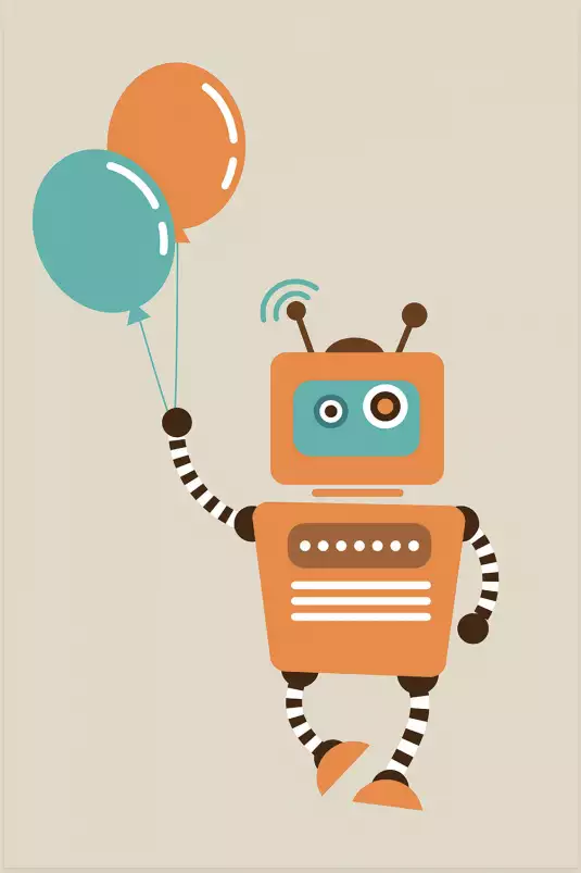 Le petit robot aux ballons - affiche enfant