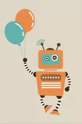 Le petit robot aux ballons - affiche enfant