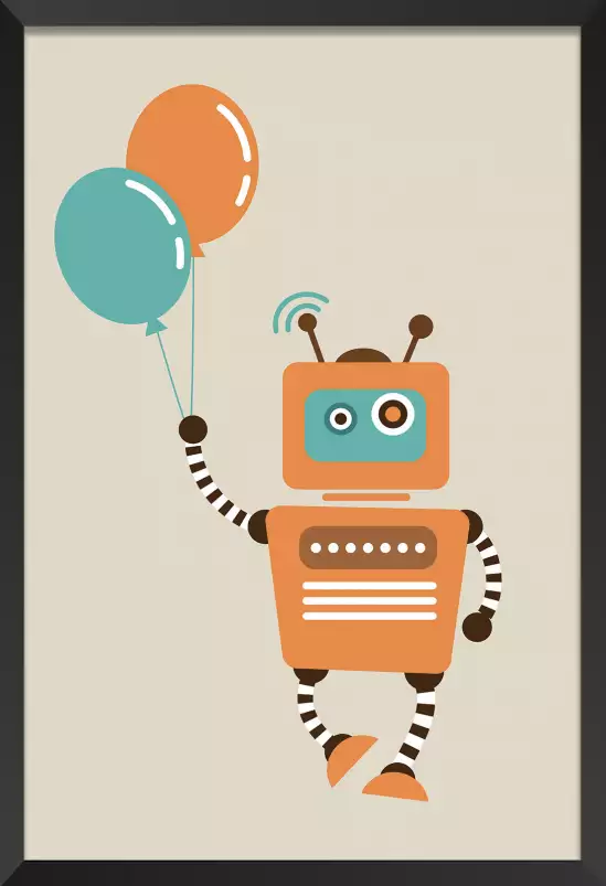 Le petit robot aux ballons - affiche enfant