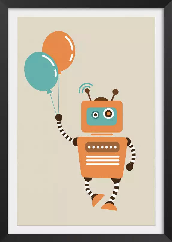 Le petit robot aux ballons - affiche enfant