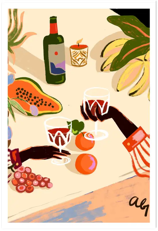 On trinque sous les tropiques - affiche cuisine vintage