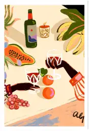 On trinque sous les tropiques - affiche cuisine vintage