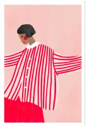 Affiche contemporaine La femme aux rayures rouges