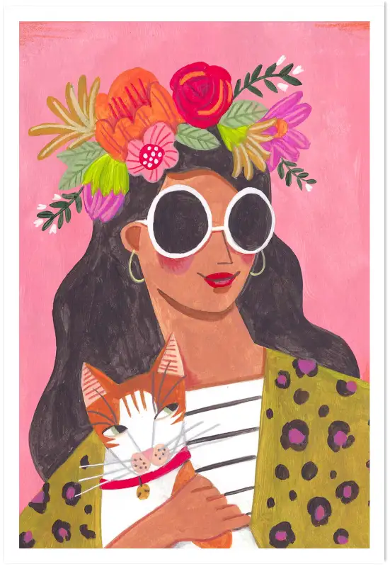 Cat lady - tableau art contemporain