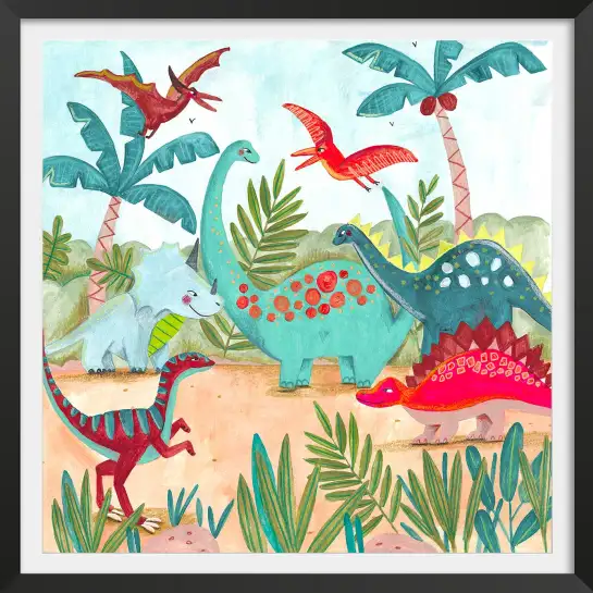 Joyeux dinosaures - affiche chambre garcon