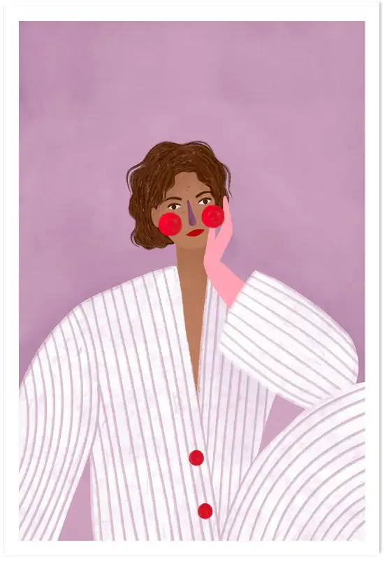 Affiche La femme rayures violettes contemporaine