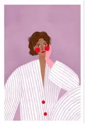 Affiche La femme rayures violettes contemporaine