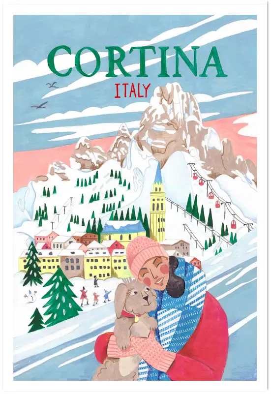 Ski à Cortina - affiche montagne