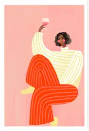 Affiche Femme au verre de vin