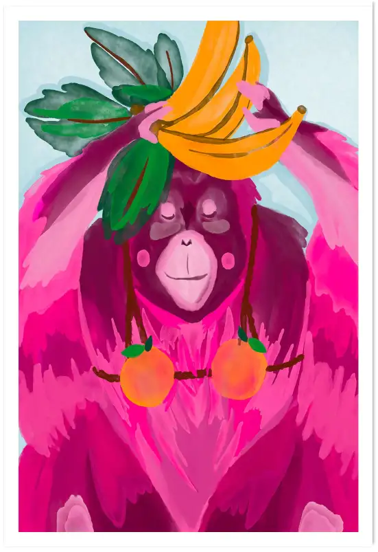 Orang outan tutti frutti - tableau singe pop art