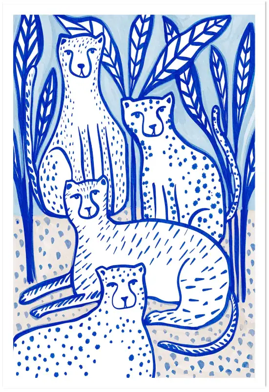 Guépard dans l'oasis bleu - affiche animaux