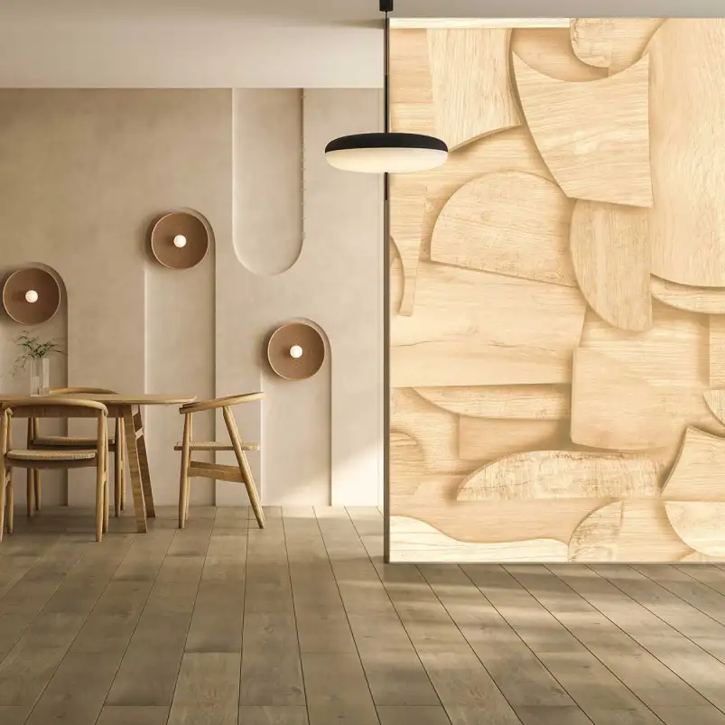 Papier peint effet trompe l'oeil Marqueterie 3D - papier peint trompe l'oeil 3d