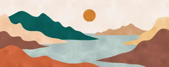 Paysage minimaliste soleil et mer - decor mural paysage