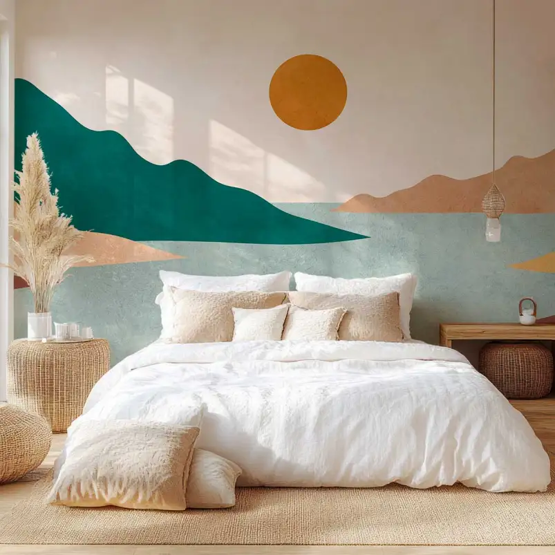 Paysage minimaliste soleil et mer - decor mural paysage
