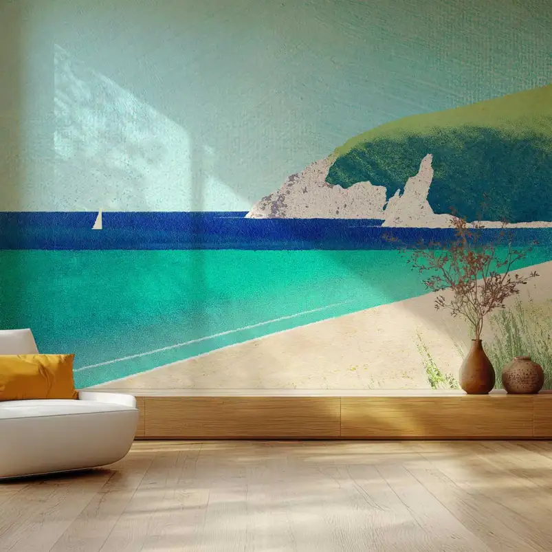 Papier peint panoramique Falaise et océan - papier peint déco mer