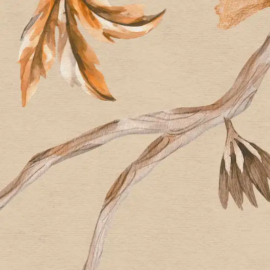 Papier peint Animaux sur les branches fond beige - papier peint enfant