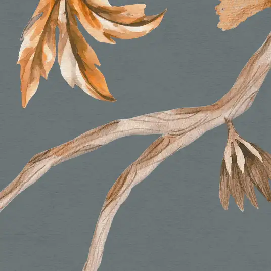 Papier peint Animaux sur la branche fond bleu - papier peint enfant