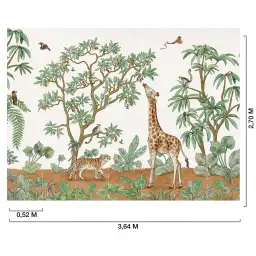 Décor panoramique chambre enfant - Petit déjeuner de girafe 364x270cm