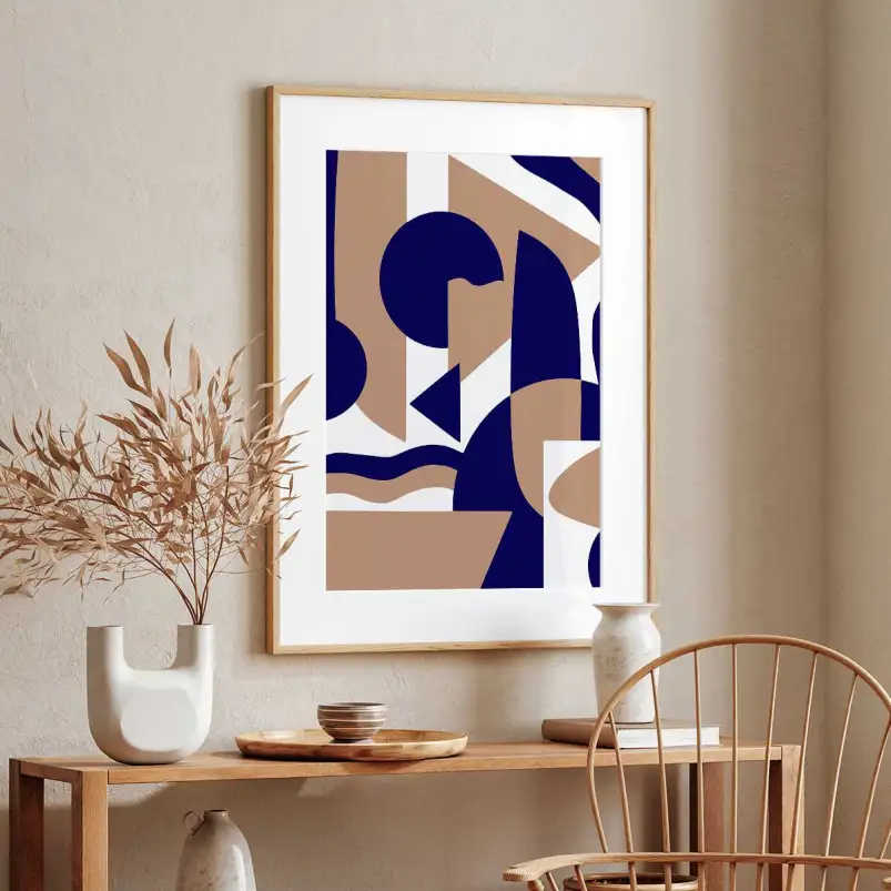 Tableau bleu maximaliste abstrait - tableau abstrait