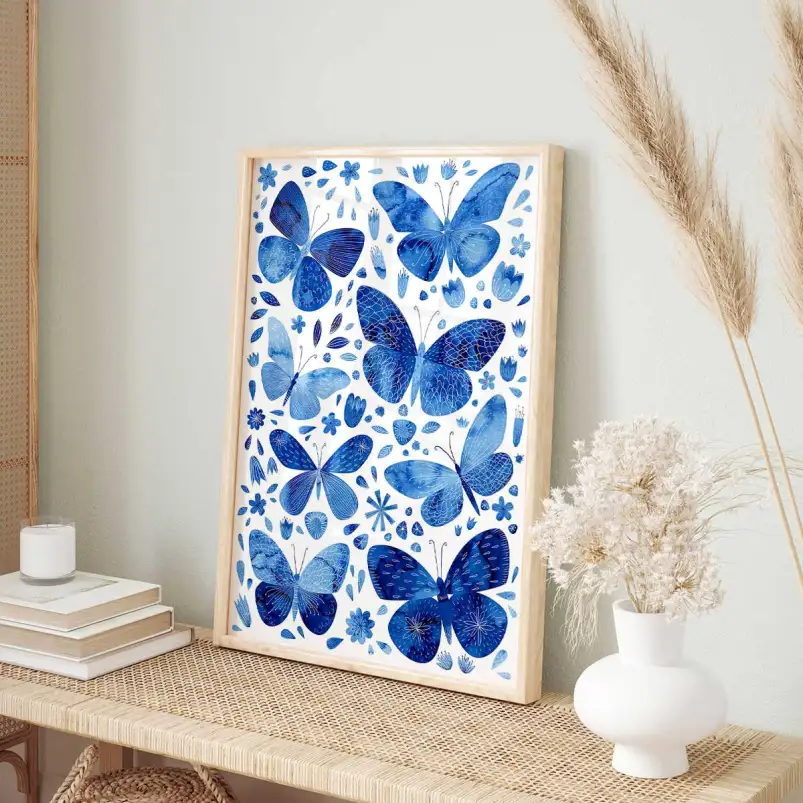 Tableau papillons bleus poétiques - tableau animal