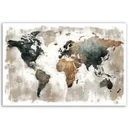Tableau carte du monde texturée
