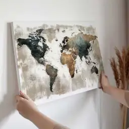 Tableau carte du monde texturée