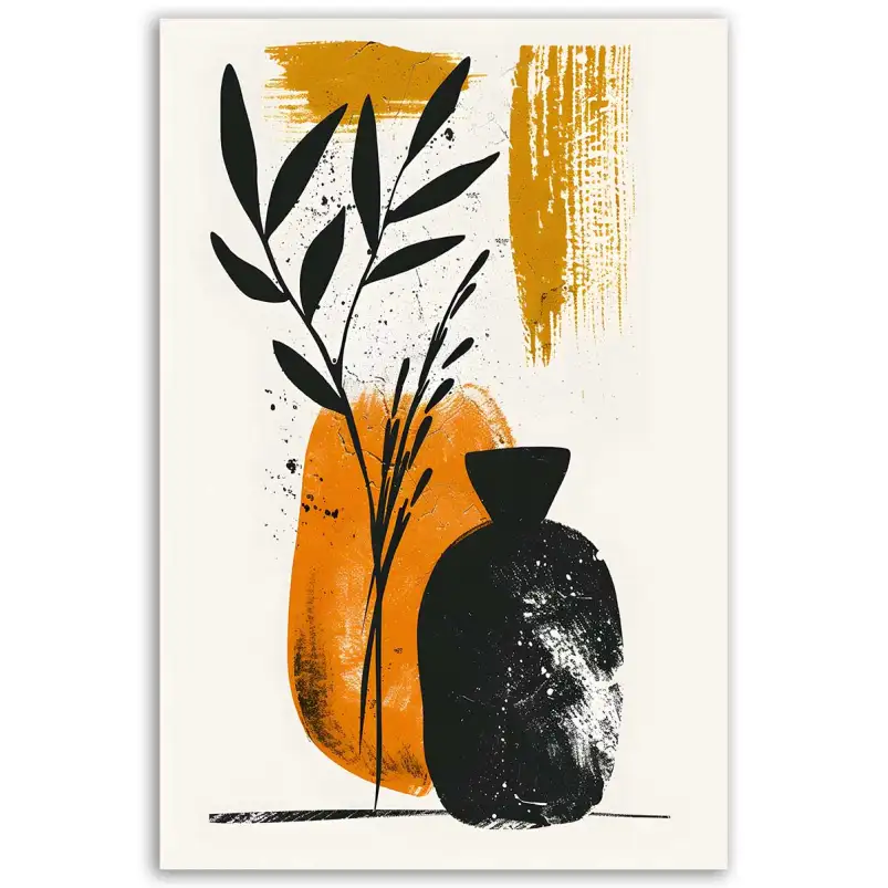 Tableau vases et feuillage moderne