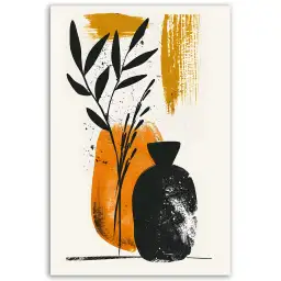 Tableau vases et feuillage moderne