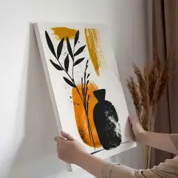 Tableau vases et feuillage moderne