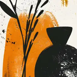 Tableau vases et feuillage moderne