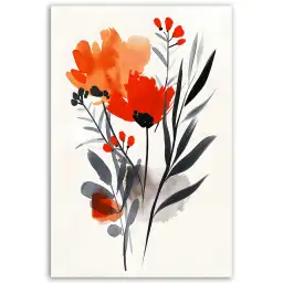 Tableau fleurs aquarelle éclatantes