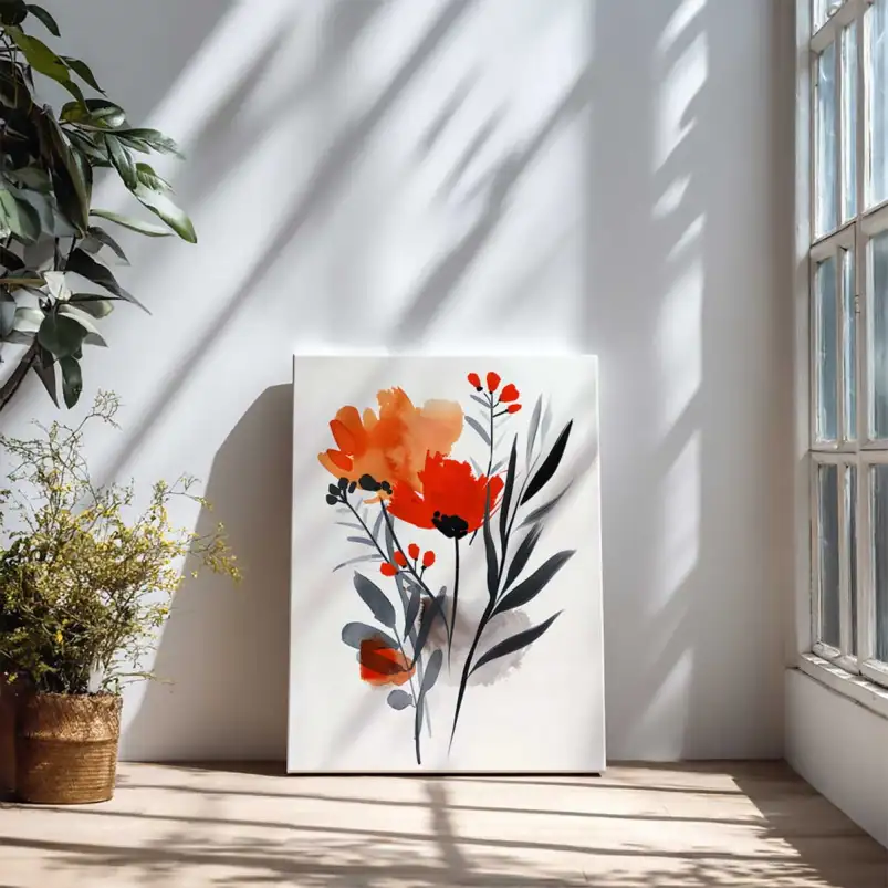 Tableau fleurs aquarelle éclatantes