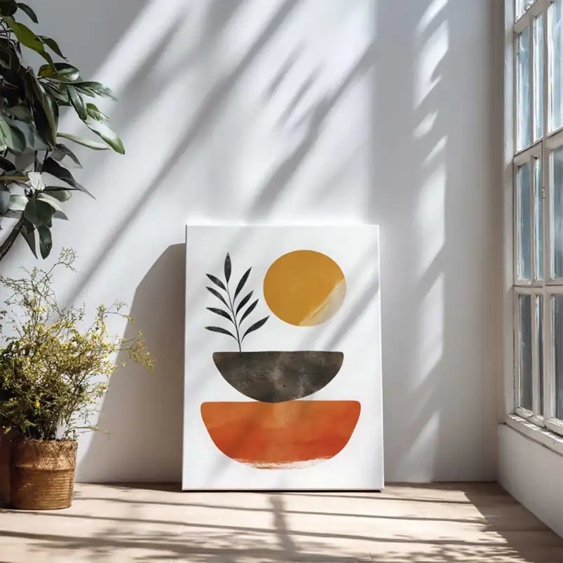 Tableau végétal géométrique moderne