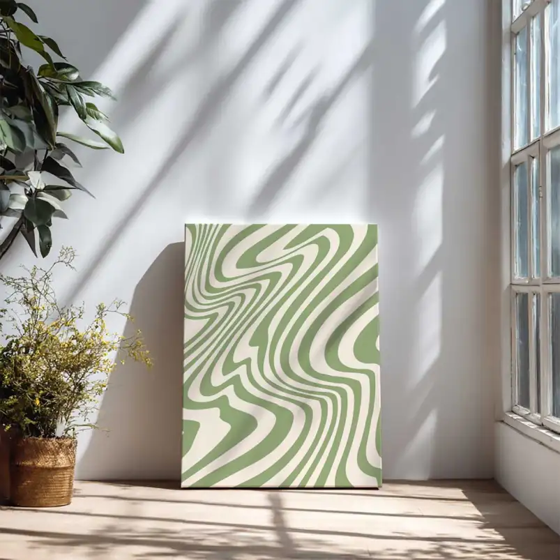 Tableau ondulations vert sauge