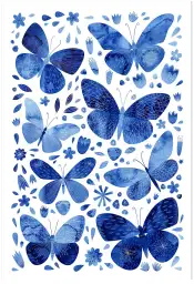 Tableau papillons bleus poétiques - tableau animal