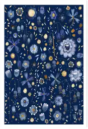 Tableau fleurs de minuit bleu profond - affiche de fleurs