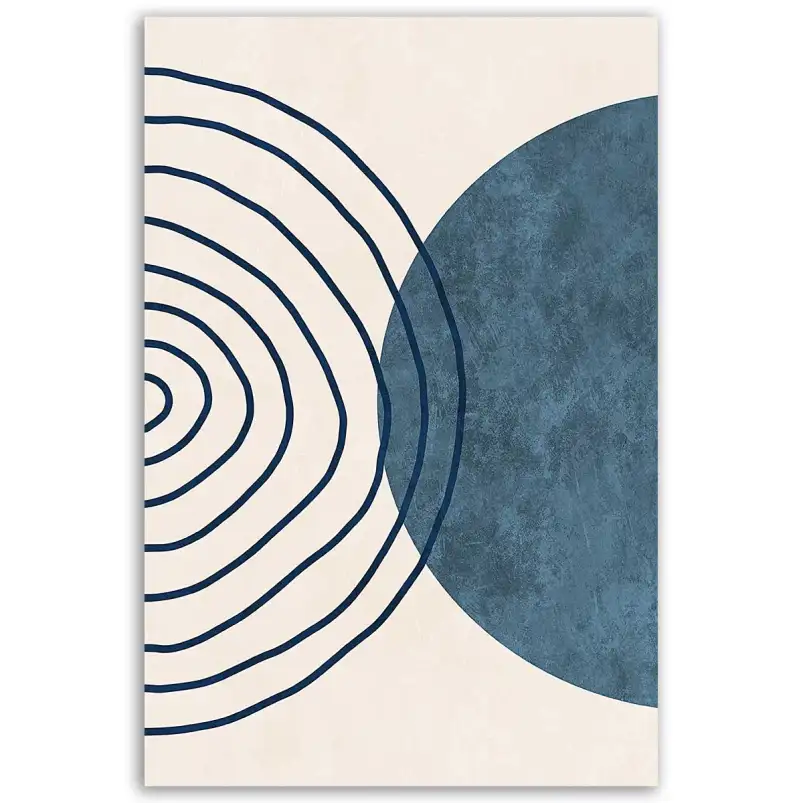 Tableau abstrait lignes et formes bleues