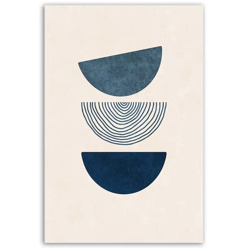 Tableau abstrait demi-cercles bleus