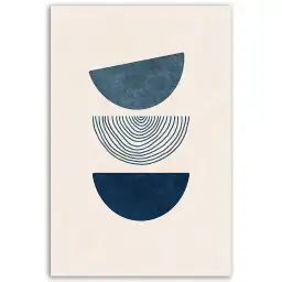 Tableau abstrait demi-cercles bleus