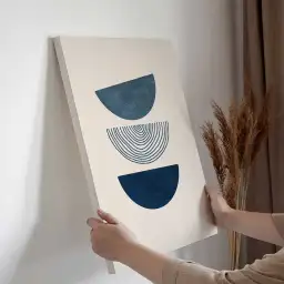Tableau abstrait demi-cercles bleus
