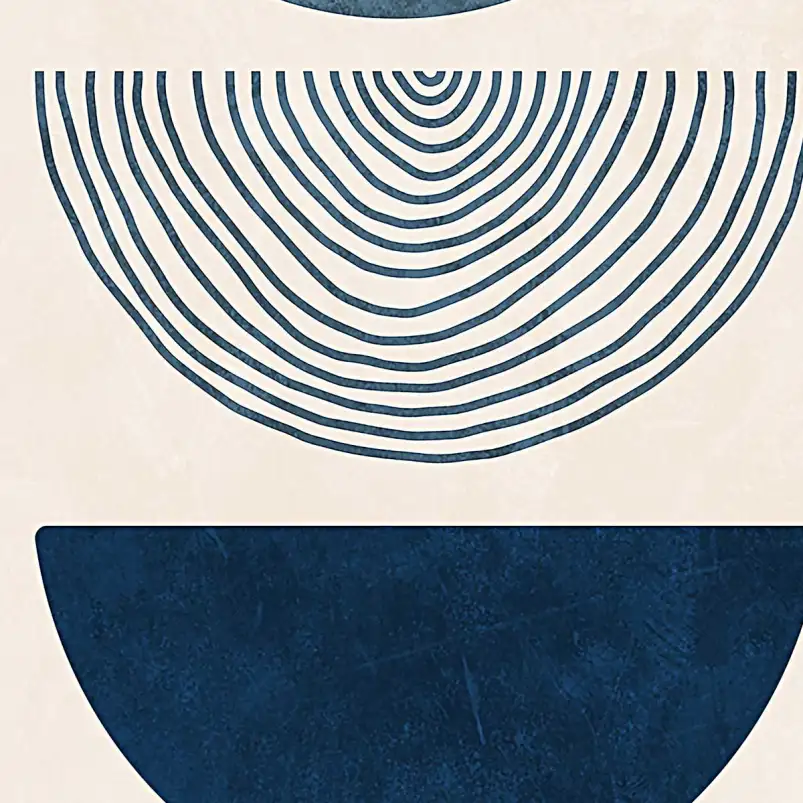 Tableau abstrait demi-cercles bleus