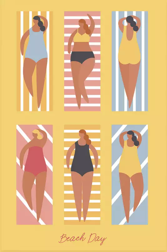 Bronzette à la plage - affiche pop art