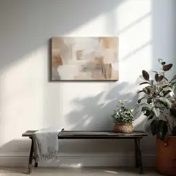 Tableau abstrait peinture beige
